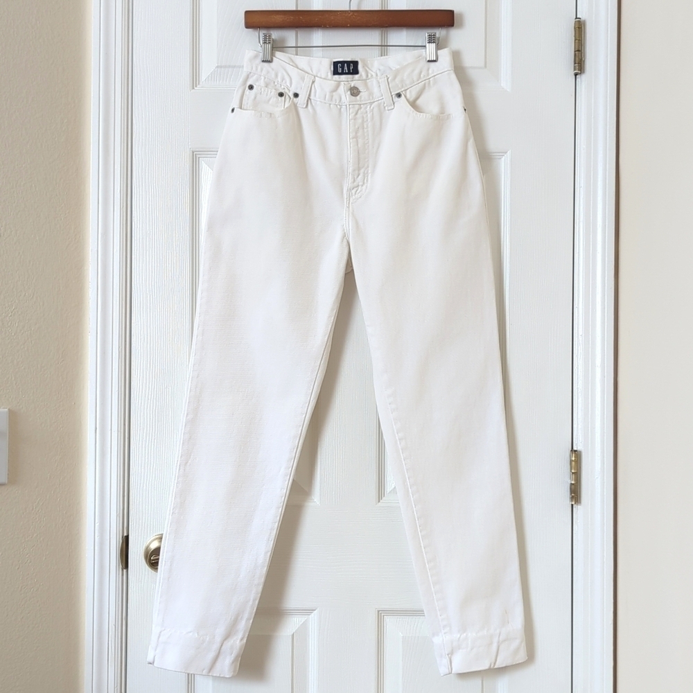 Gap 90's Vintage High Rise Classic Fit Tapered Leg Ankle Crop Jeans White 11/12